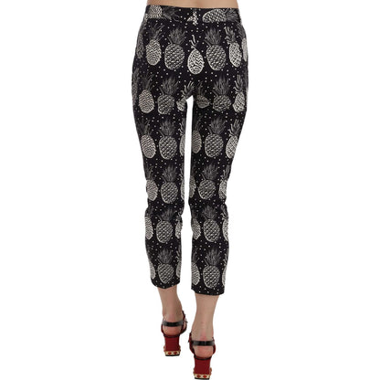 Dolce & Gabbana Black Pineapple Print Skinny Capri Pants