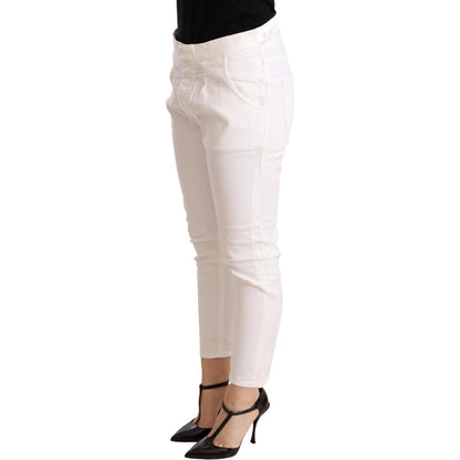 CYCLE White Mid Waist Slim Fit Skinny Cotton Stretch Trouser