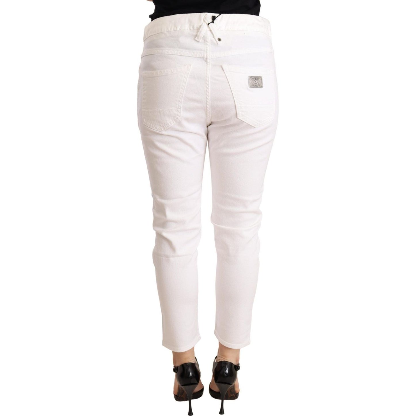 CYCLE White Mid Waist Slim Fit Skinny Cotton Stretch Trouser