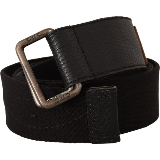 Costume National Black Cotton Ducati Metal Buckle Belt Costume National