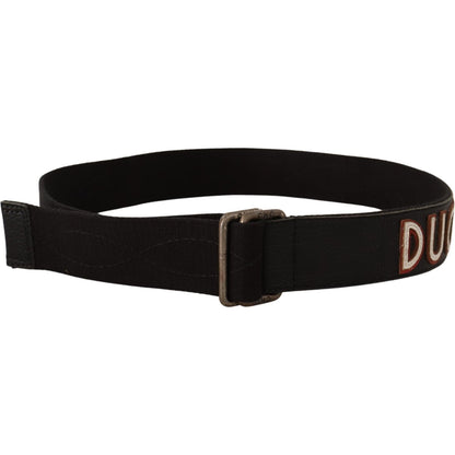 Costume National Black Cotton Ducati Metal Buckle Belt