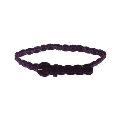 Dolce & Gabbana Purple Cotton Gold Logo Waist Belt
