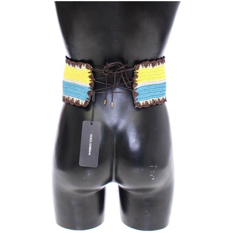 Dolce & Gabbana Yellow Striped Wide Waist Raffia Belt Dolce & Gabbana