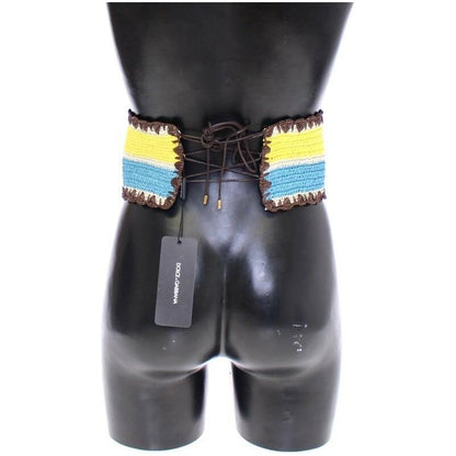 Dolce & Gabbana Yellow Striped Wide Waist Raffia Belt Dolce & Gabbana