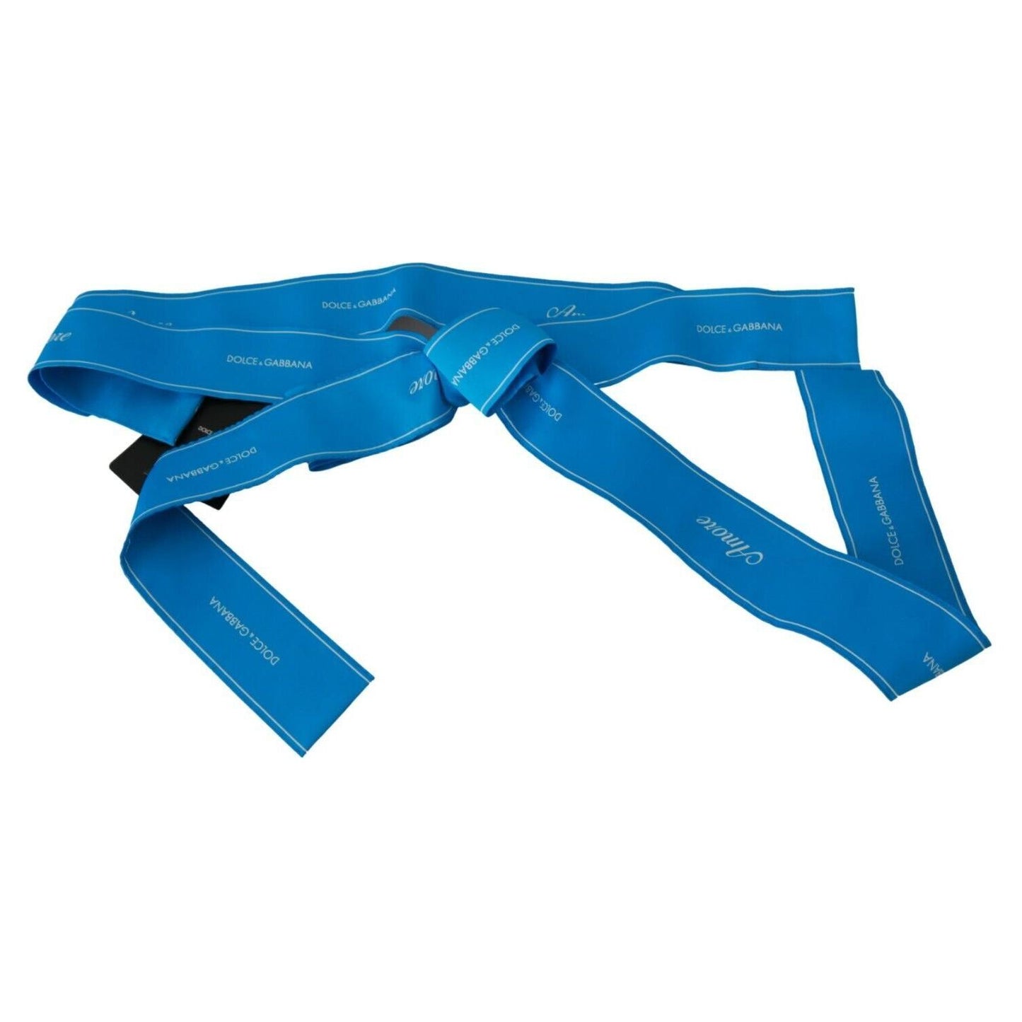 Dolce & Gabbana Blue Waist Ribbon Wide Bow Belt