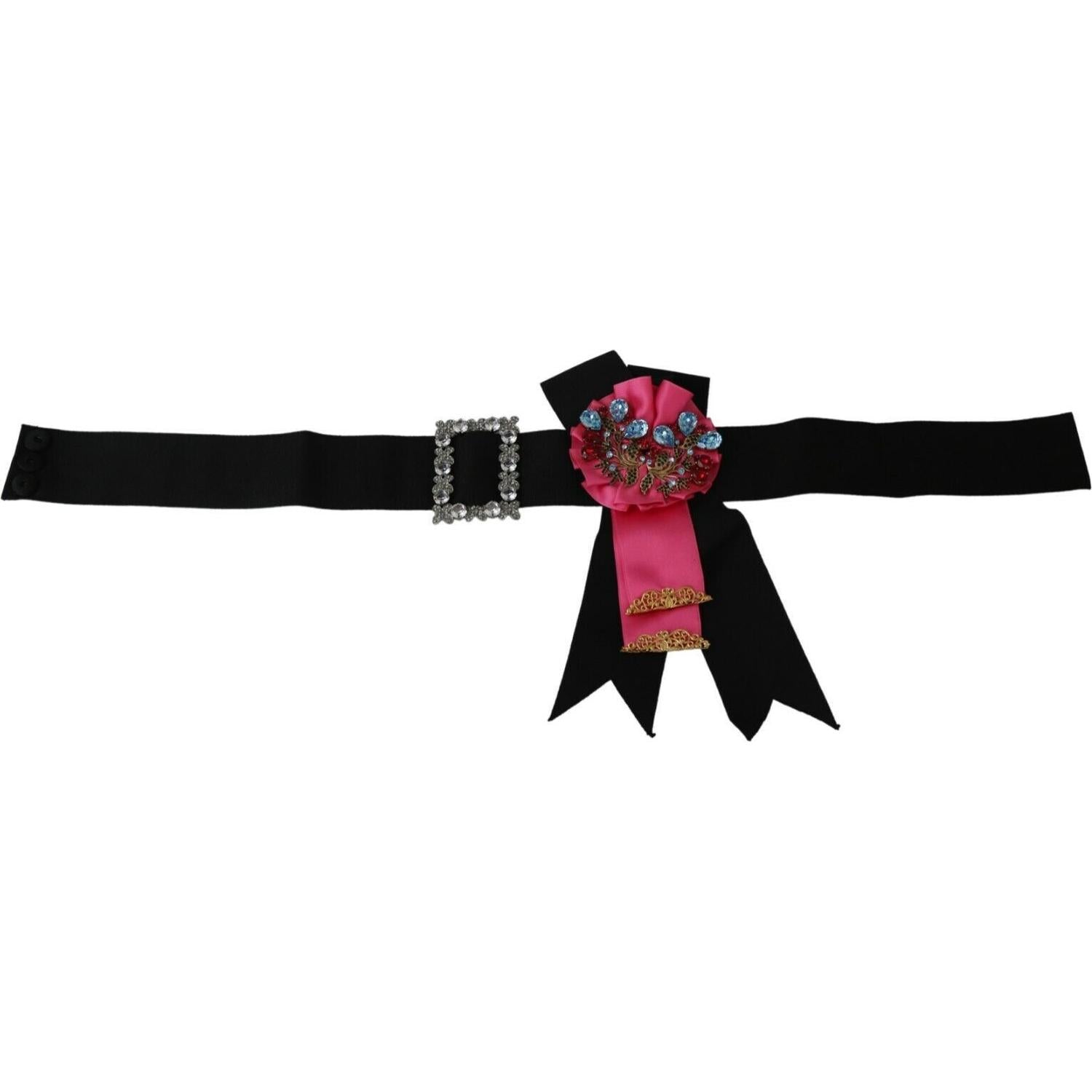 حزام خصر أنيق مزين بشرائط كريستالية زهرية من دولتشي آند غابانا