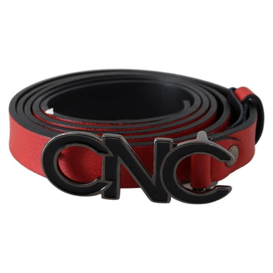 Costume National Red Reversible Leather Logo Belt