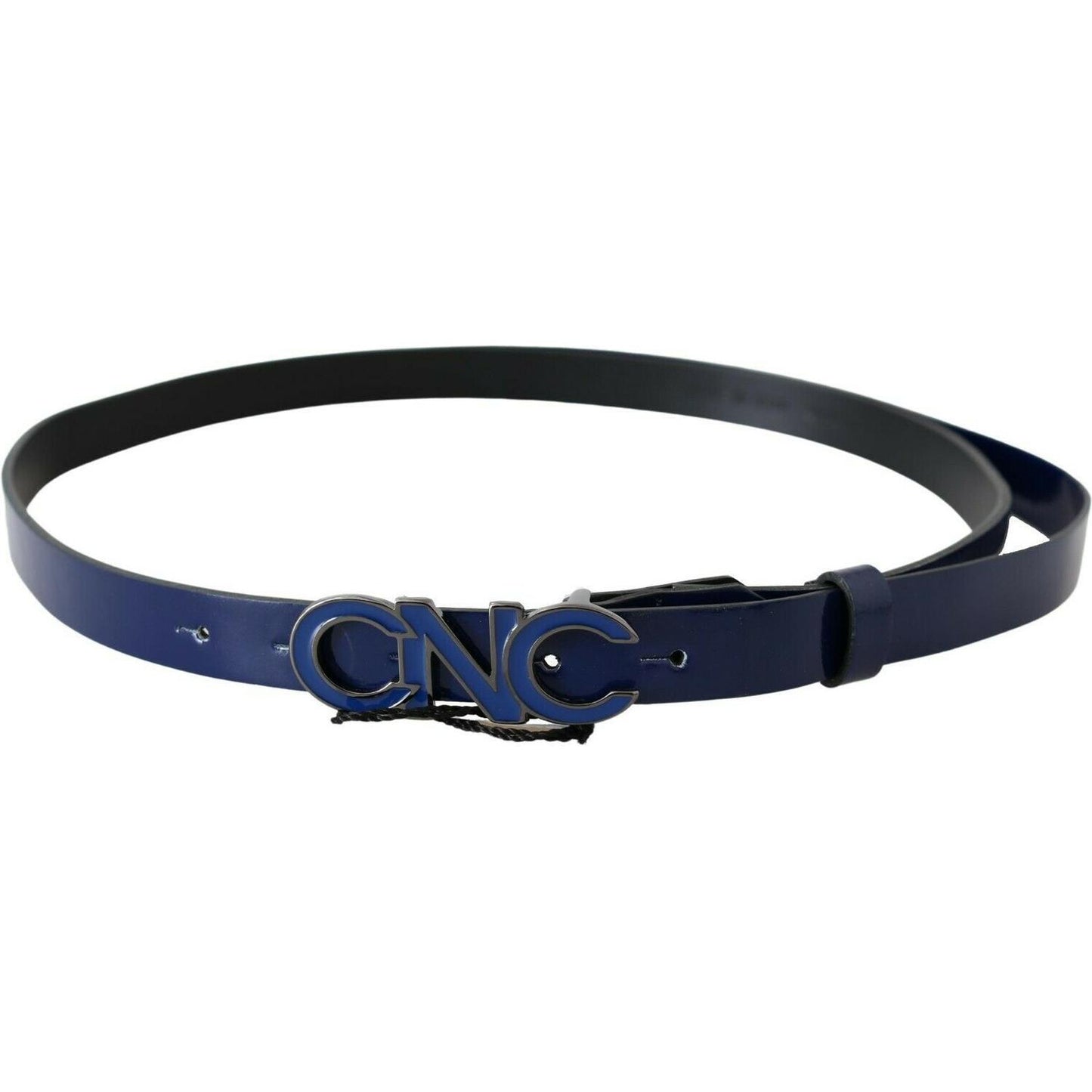 Costume National Blue Leather Logo Skinny Fashion Belt Costume National