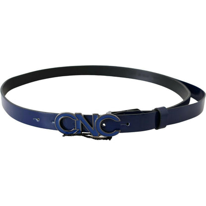 Costume National Blue Leather Logo Skinny Fashion Belt Costume National