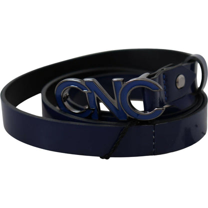 Costume National Blue Leather Logo Skinny Fashion Belt Costume National