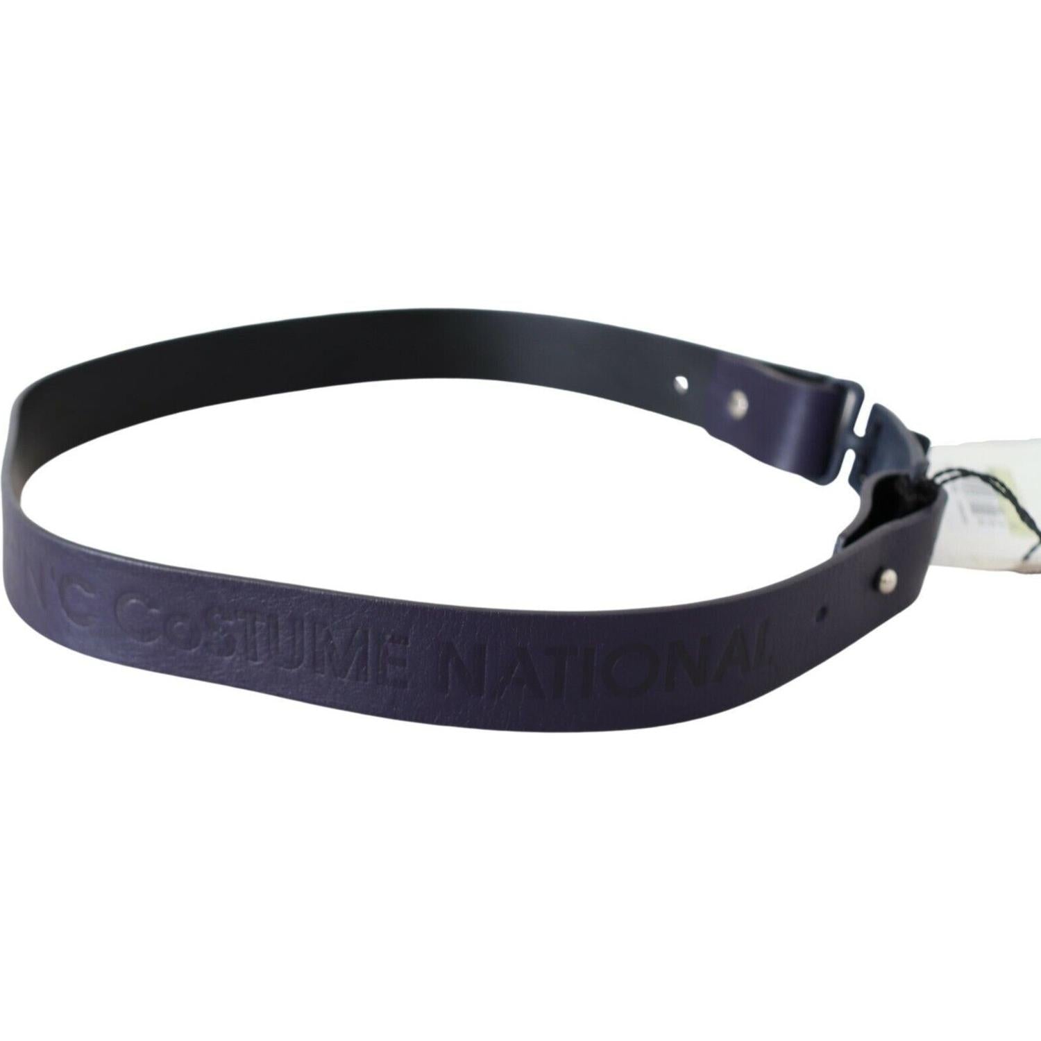 حزام خصر بإبزيم شعار عادي من الجلد الأسود