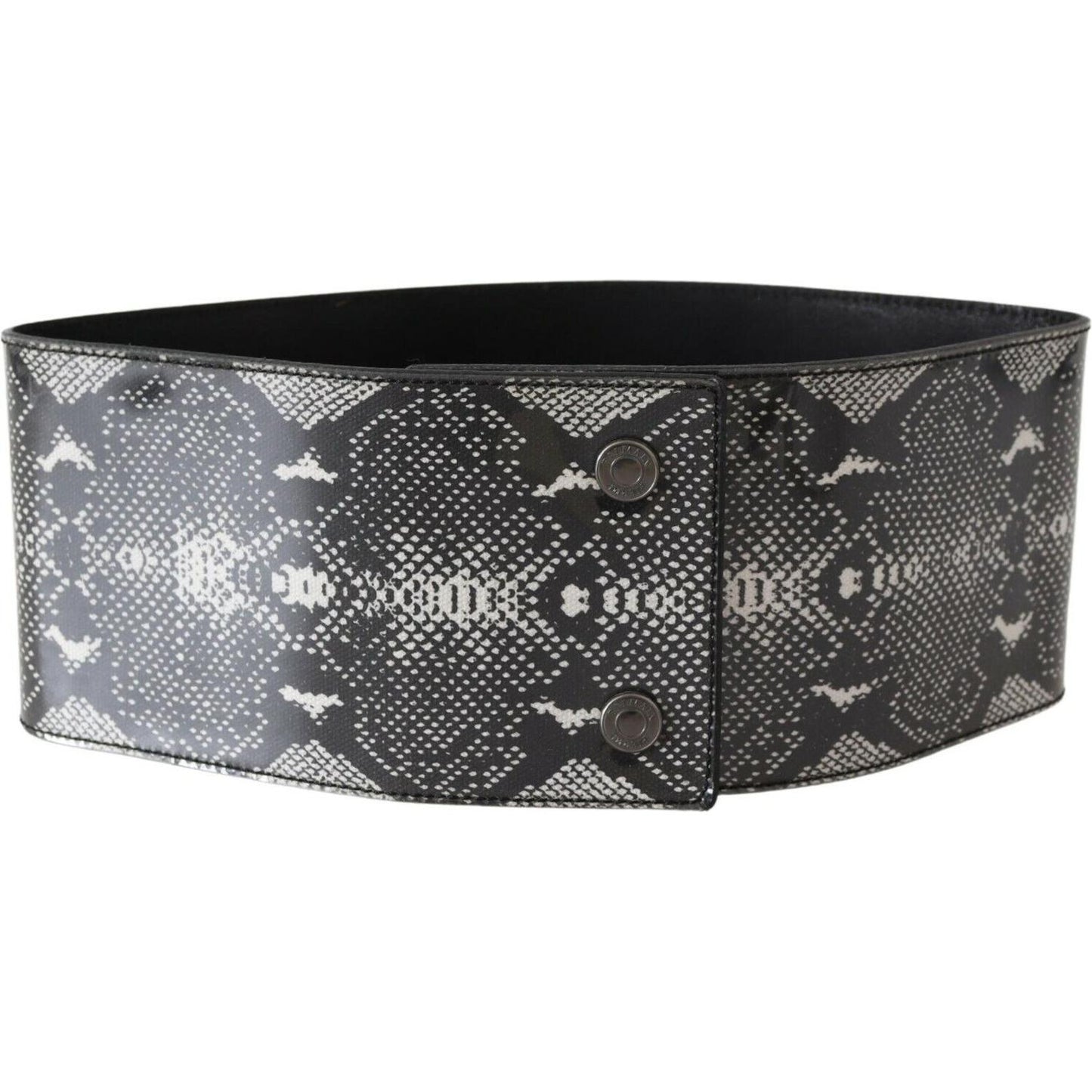 Ermanno Scervino Black Wide Leather Snakeskin Design Waist Belt