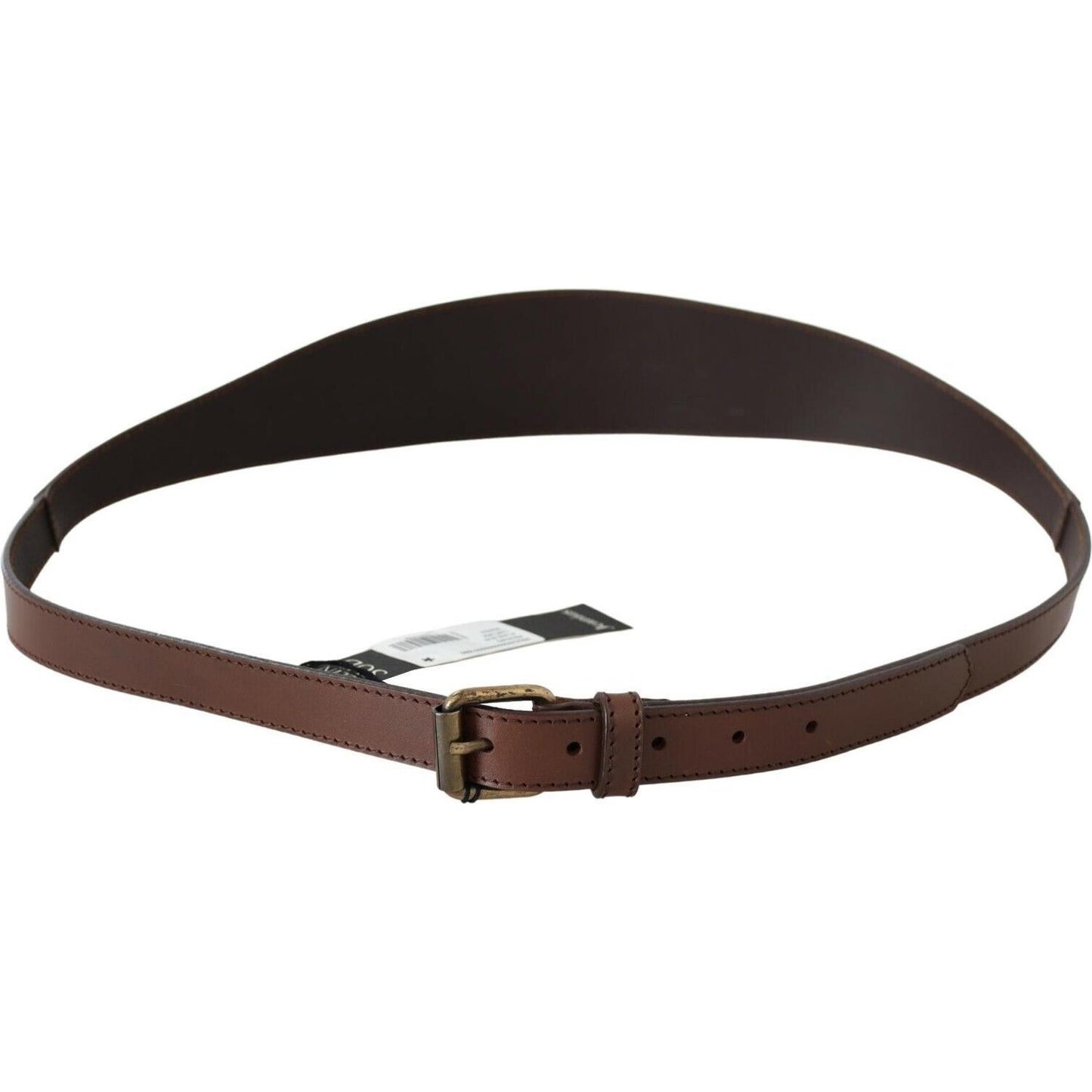 PLEIN SUD Brown Genuine Leather Rustic Metal Buckle Belt