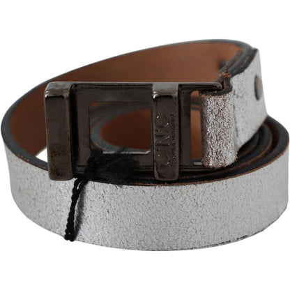 Costume National Brown Metallic Silver Leather Belt