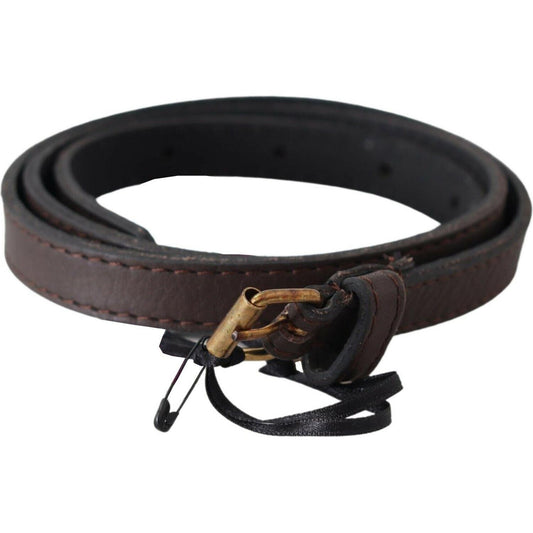 MILA SCHÖN Elegant Brown Leather Fashion Belt with Gold-Tone Buckle MILA SCHÖN