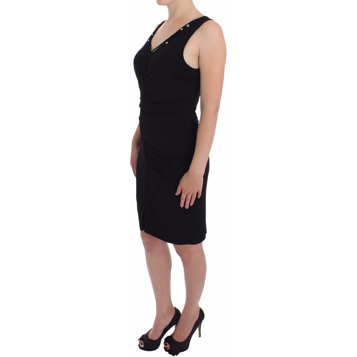 Roccobarocco Black Stretch Wiggle Pencil Sheath Bodycon Dress
