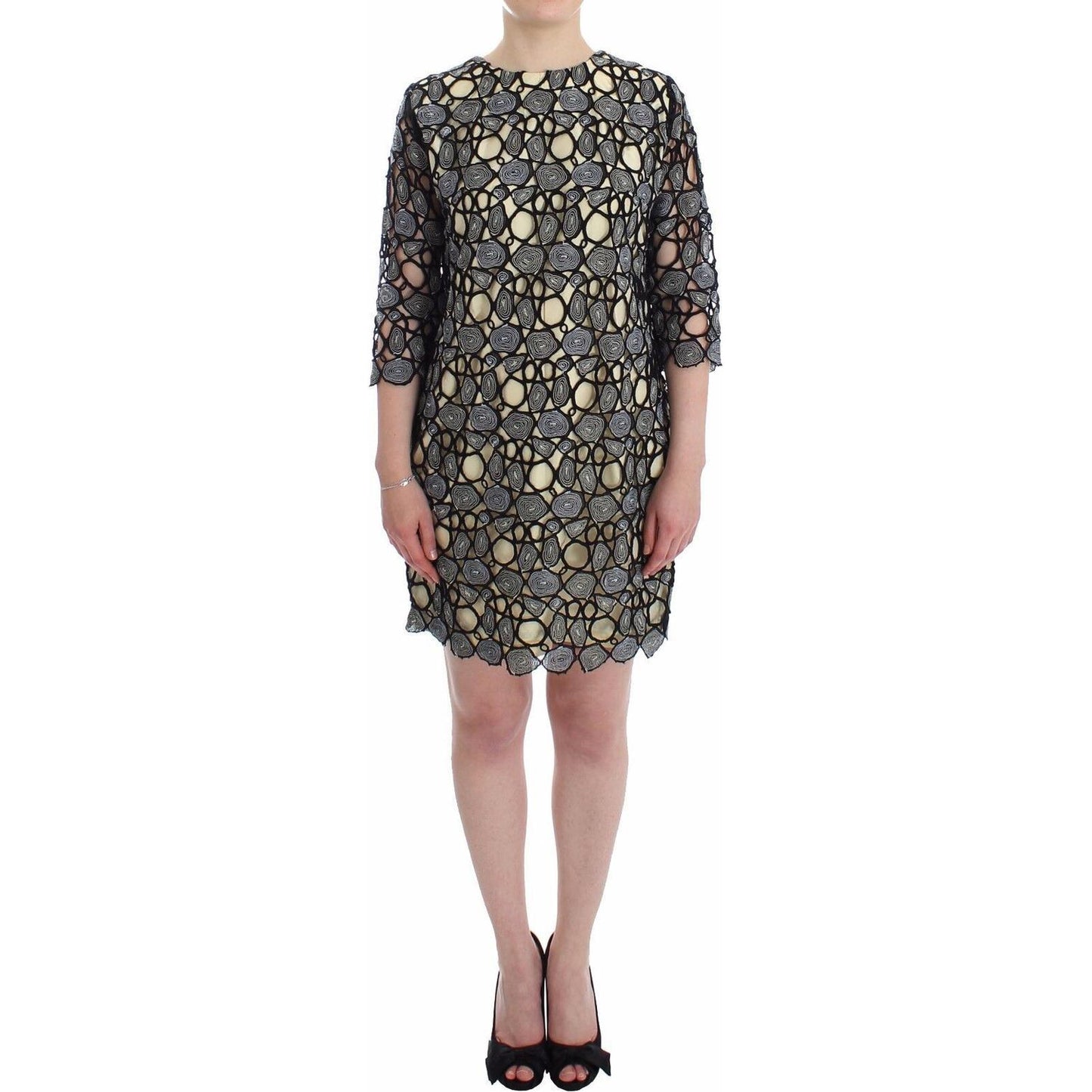 Lanre Da Silva Ajayi Black Cream Sheath Dress Shift Mini Dress