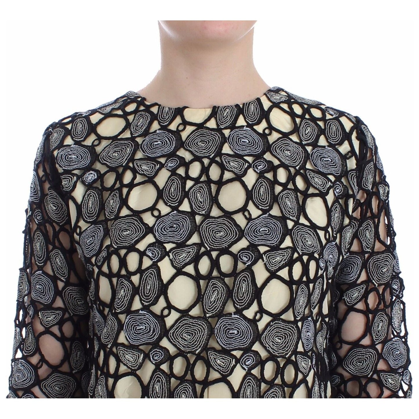 Lanre Da Silva Ajayi Black Cream Sheath Dress Shift Mini Dress