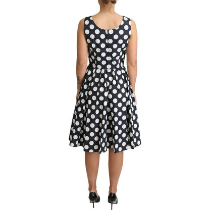 Dolce & Gabbana Black Polka Dotted Cotton A-Line Dress