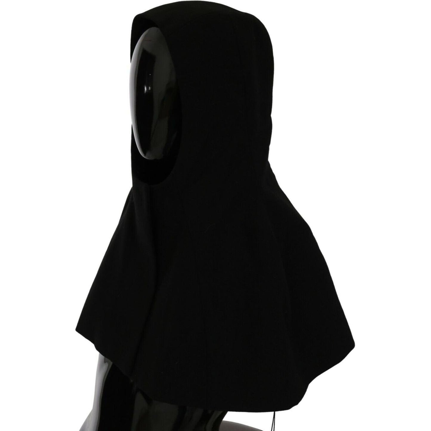 Dolce & Gabbana Black Wool Whole Head Hooded Scarf Hat