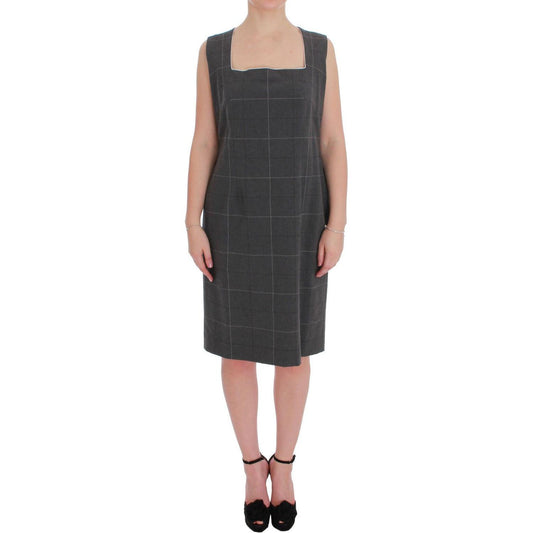 BENCIVENGA Gray Checkered Cotton Blazer Dress Set Suit BENCIVENGA