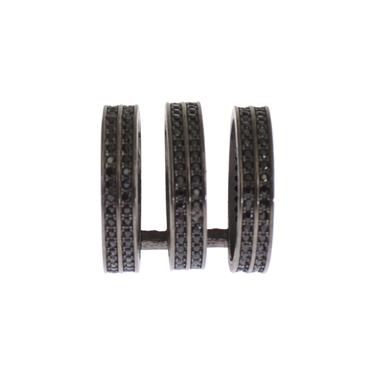 Nialaya Black CZ Rhodium 925 Silver Ring Nialaya