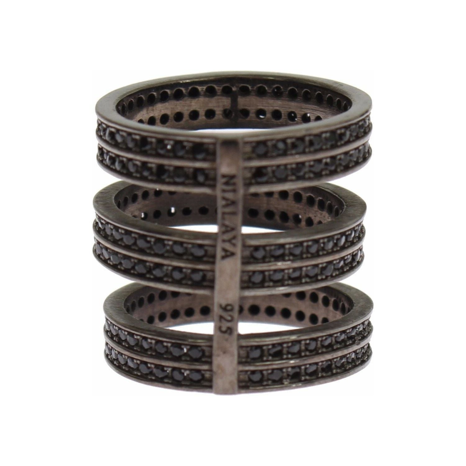 别致的黑水晶纯银戒指