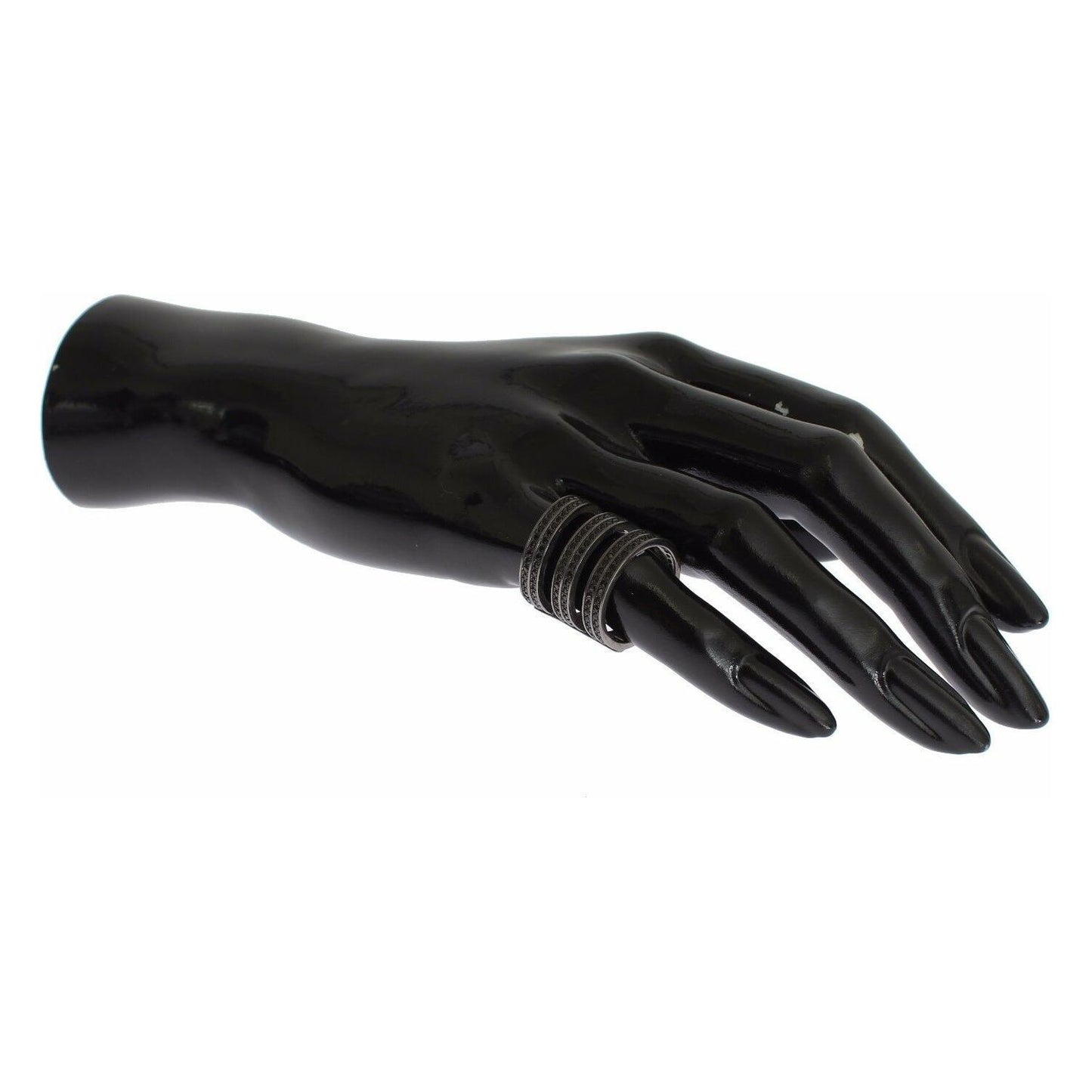 Nialaya Black CZ Rhodium 925 Silver Ring Nialaya