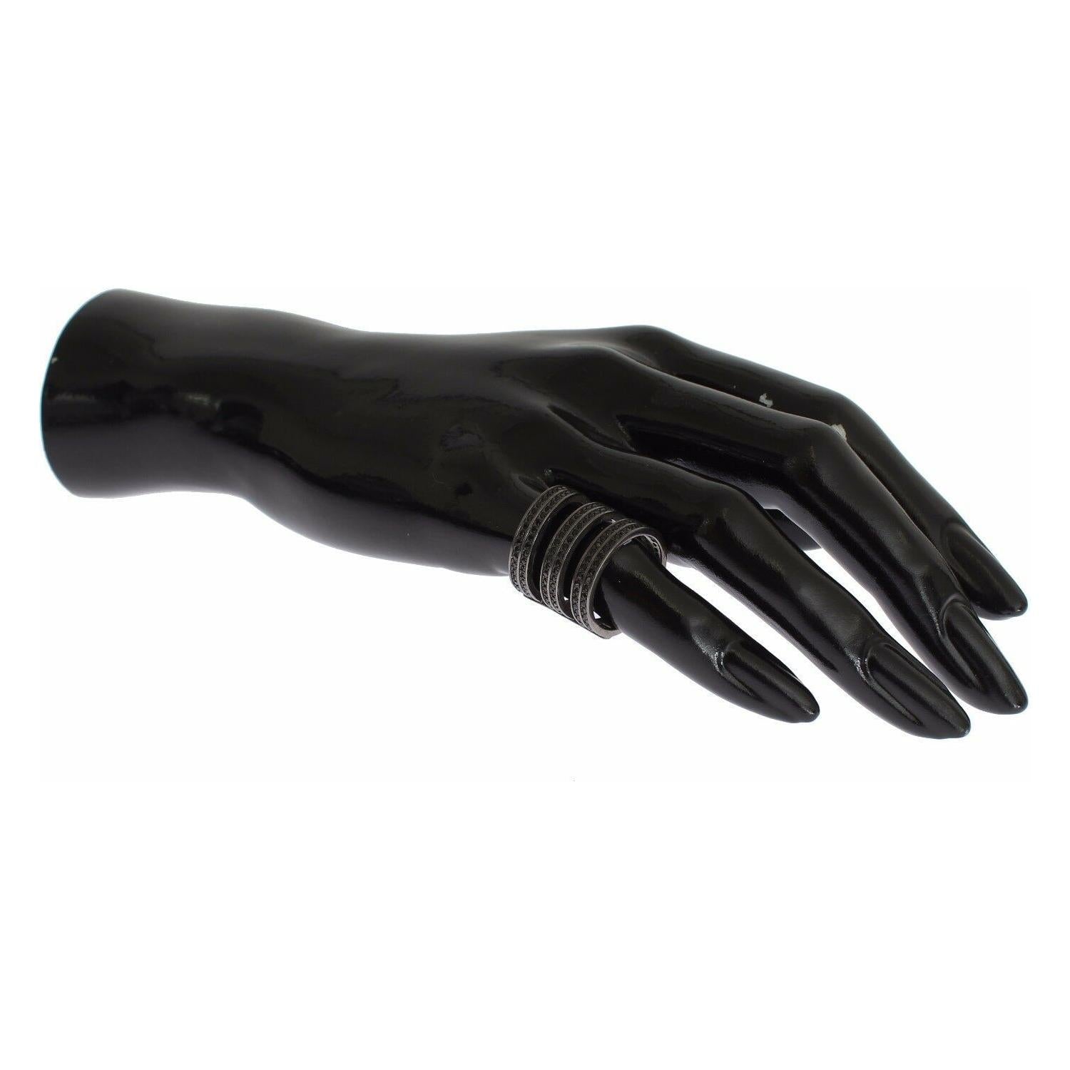 别致的黑水晶纯银戒指