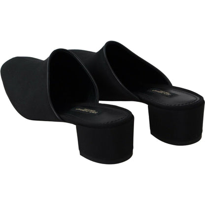 Dolce & Gabbana Black Grosgrain Slides Sandals Women Shoes