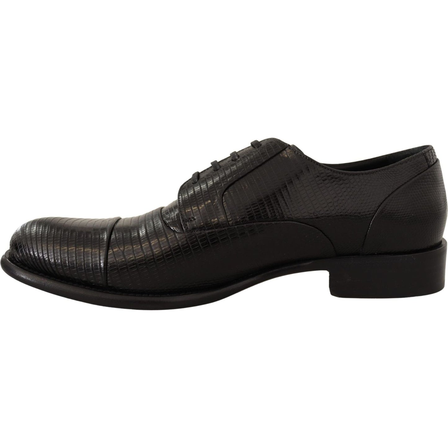 Dolce & Gabbana Elegant Black Lizard Skin Derby Shoes Dress Shoes Dolce & Gabbana