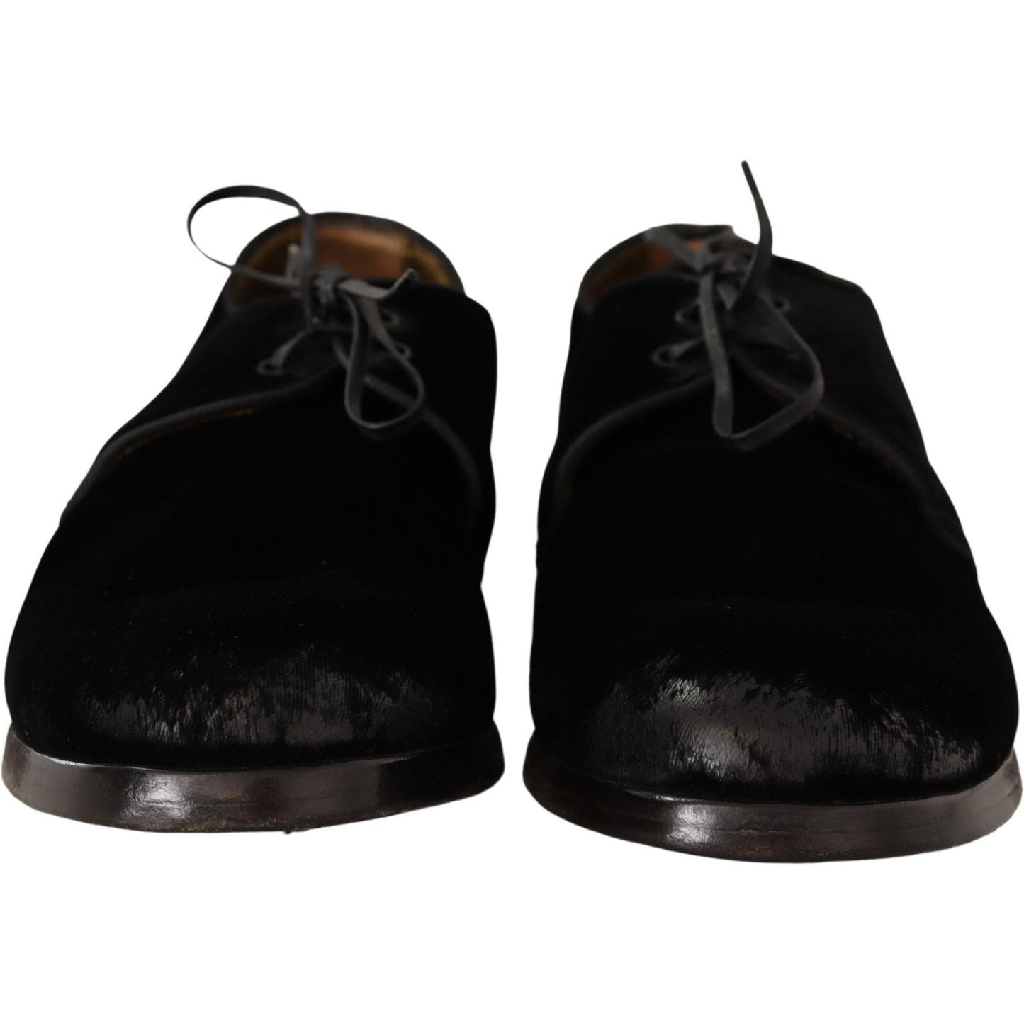 Dolce & Gabbana Elegant Black Velvet Derby Shoes Dress Shoes Dolce & Gabbana