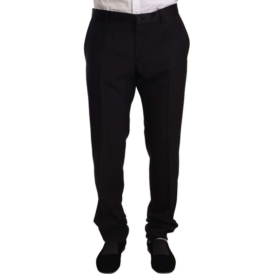 Dolce & Gabbana Black Wool Formal Tuxedo Trouser Pants