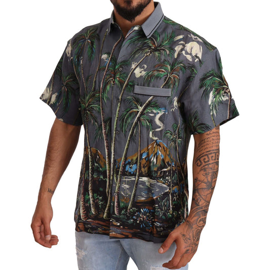 Dolce & Gabbana Tropical Elegance Linen Silk Men's Shirt Dolce & Gabbana