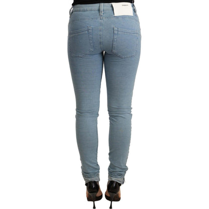 Acht Blue Cotton Stretch Hem Slim Fit Women Denim Trouser