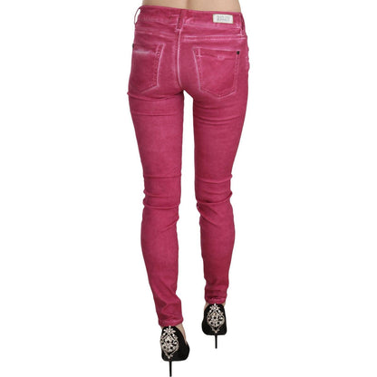 PLEIN SUD Pink Velvet Mid Waist Skinny Trouser Pants