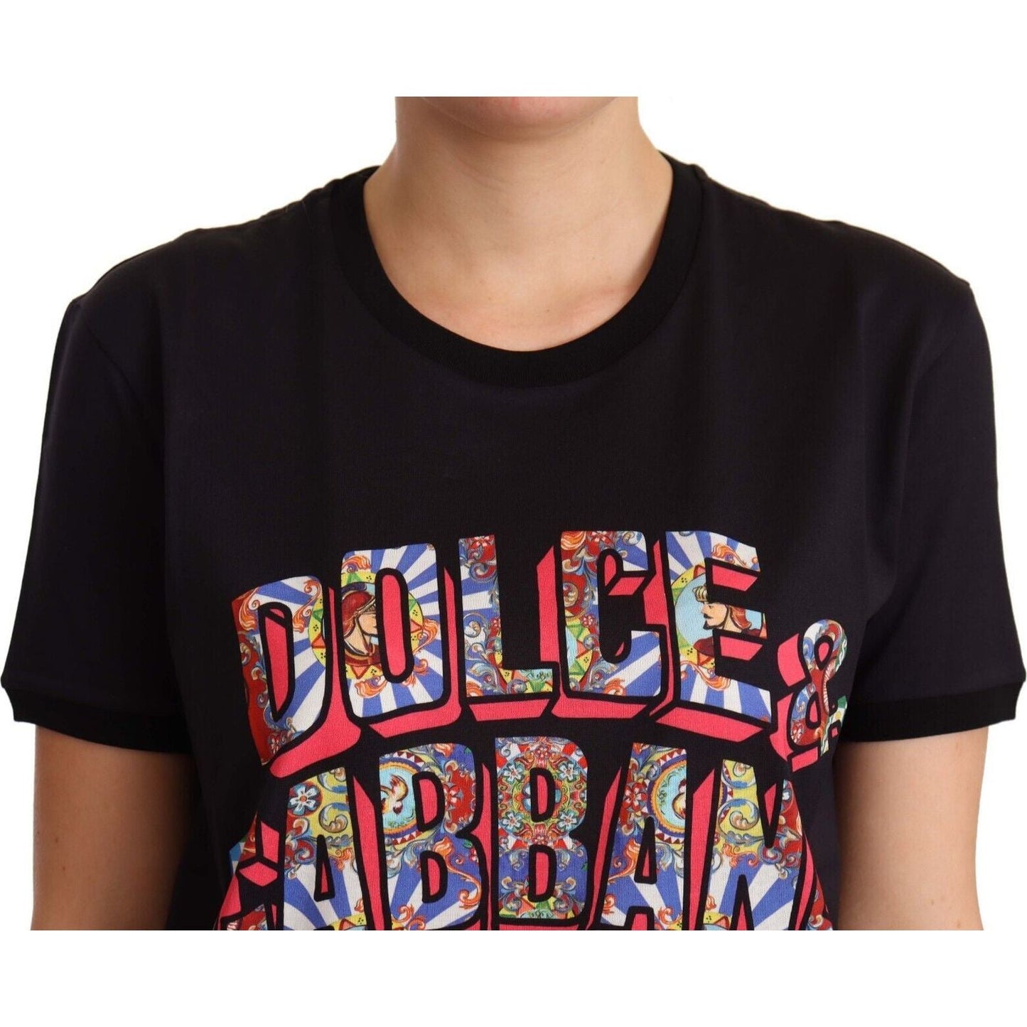 Dolce & Gabbana Elegant Black Cotton Logo Tee Dolce & Gabbana