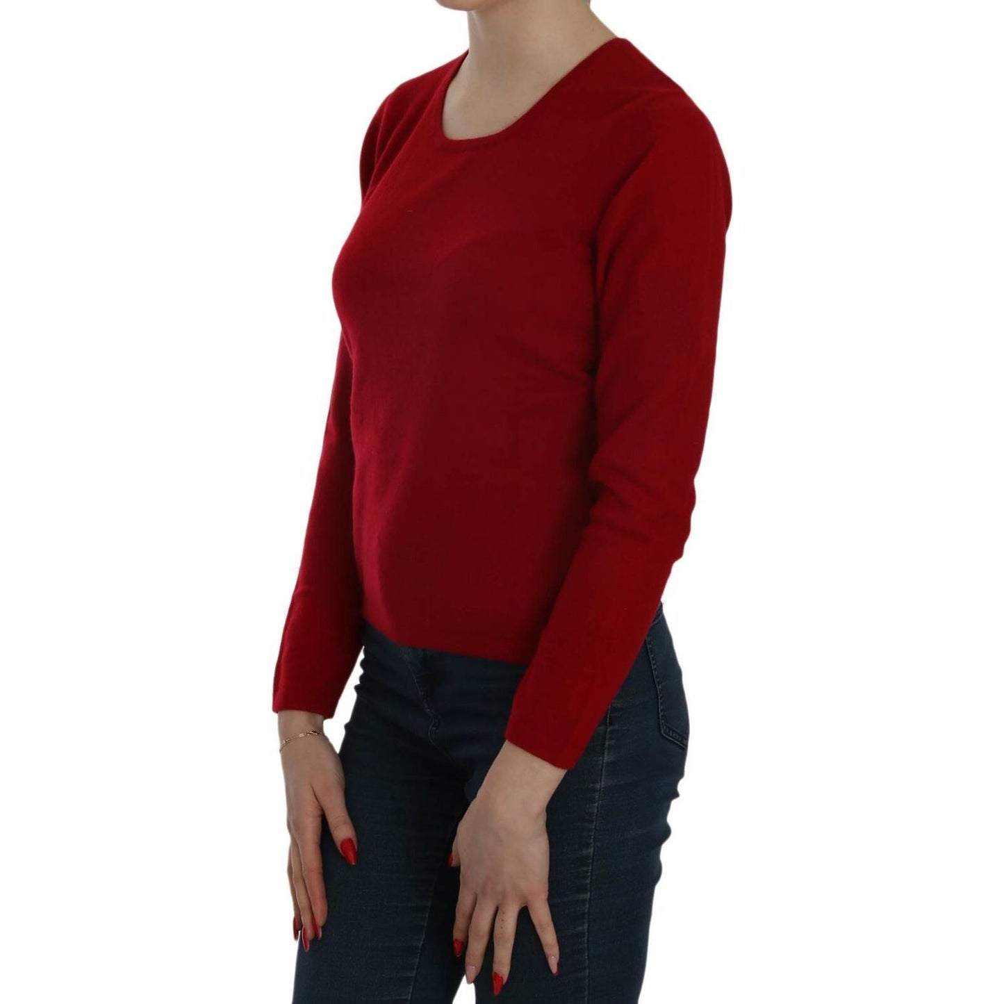 MILA SCHÖN Red Round Neck Pullover Cashmere Sweater