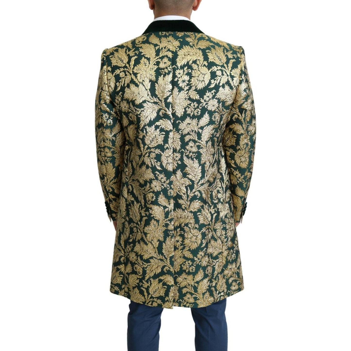 Dolce & Gabbana Elegant Gold Green Jacquard Sicilia Jacket Dolce & Gabbana