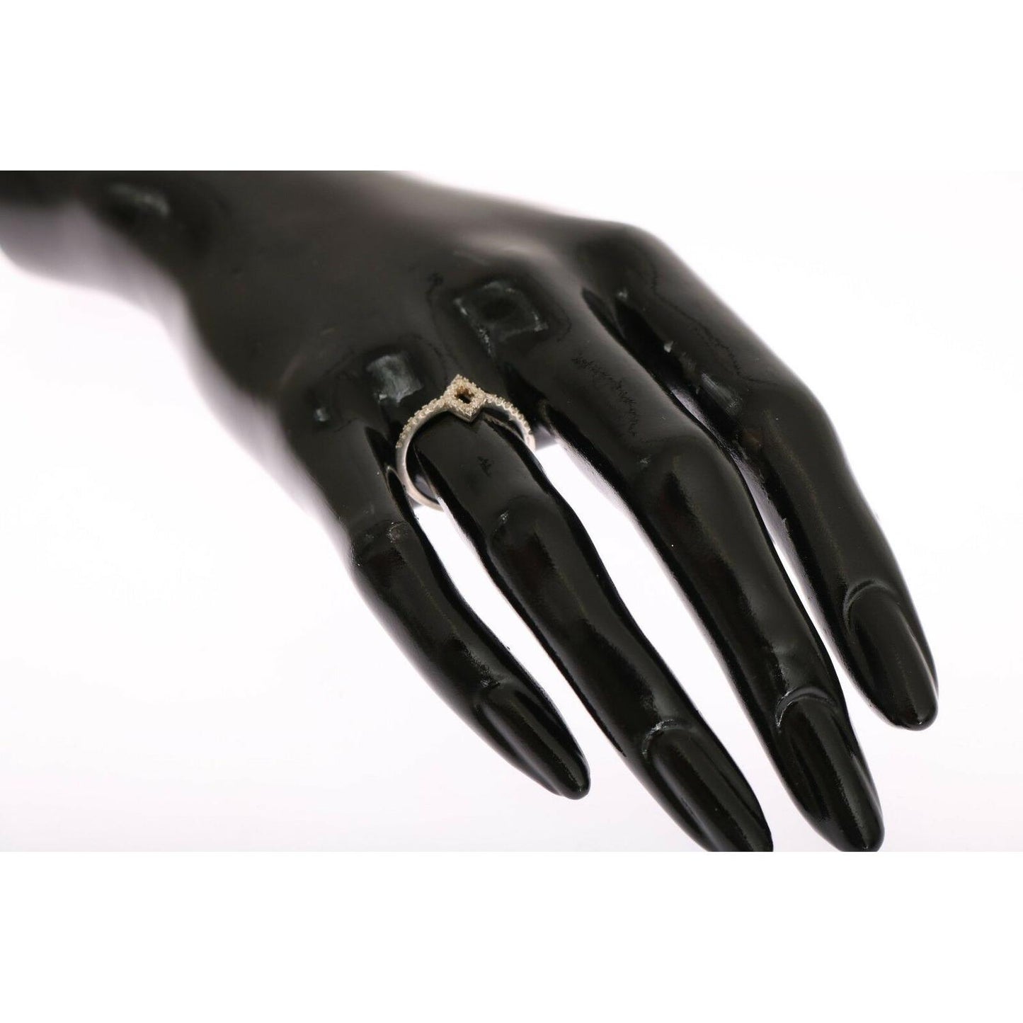 Nialaya Silver Rhombus Womens Clear CZ 925 Silver Ring Nialaya