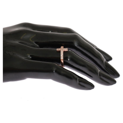 Nialaya Pink Gold 925 Silver Womens Cross CZ Ring Nialaya