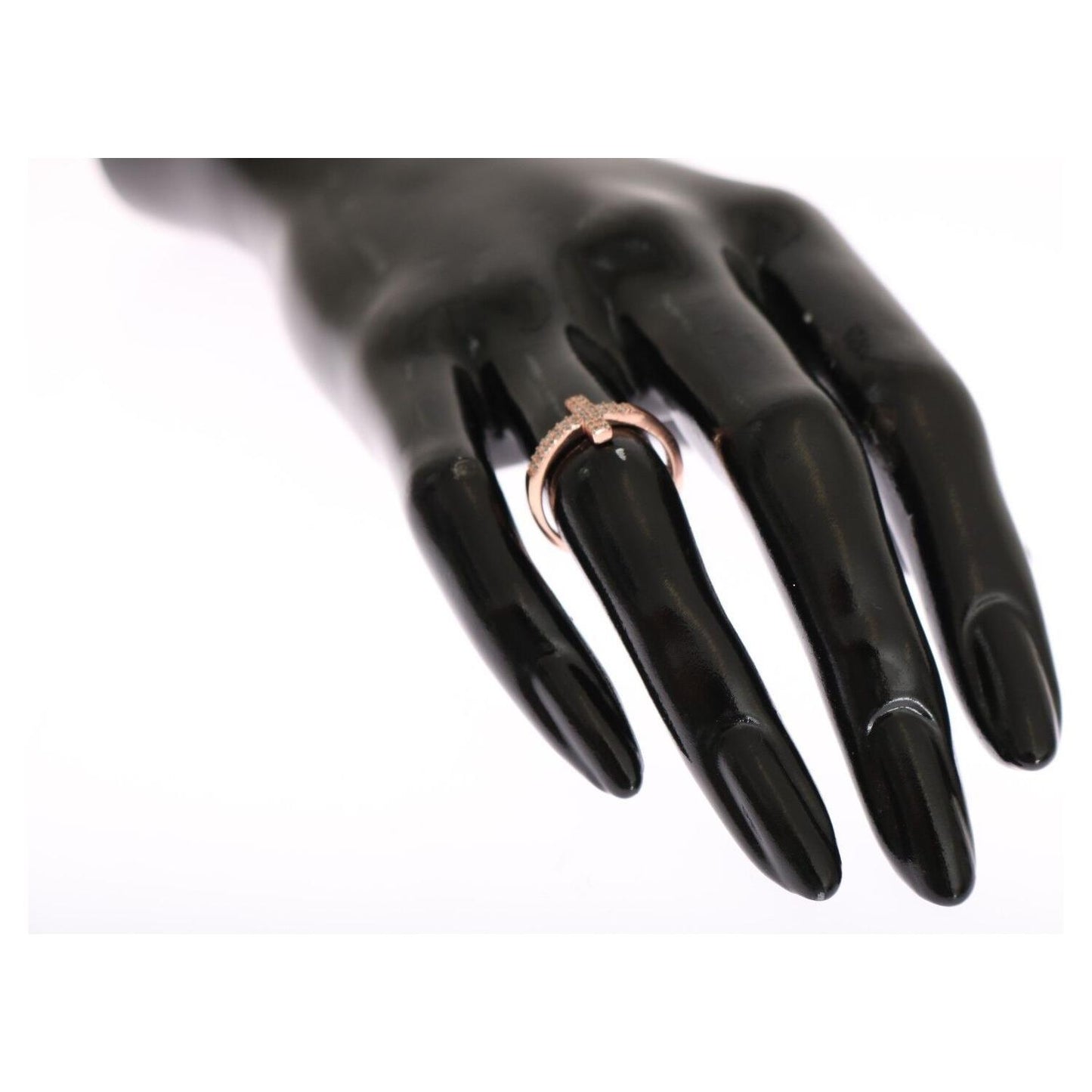 Nialaya Pink Gold 925 Silver Womens Cross CZ Ring Nialaya