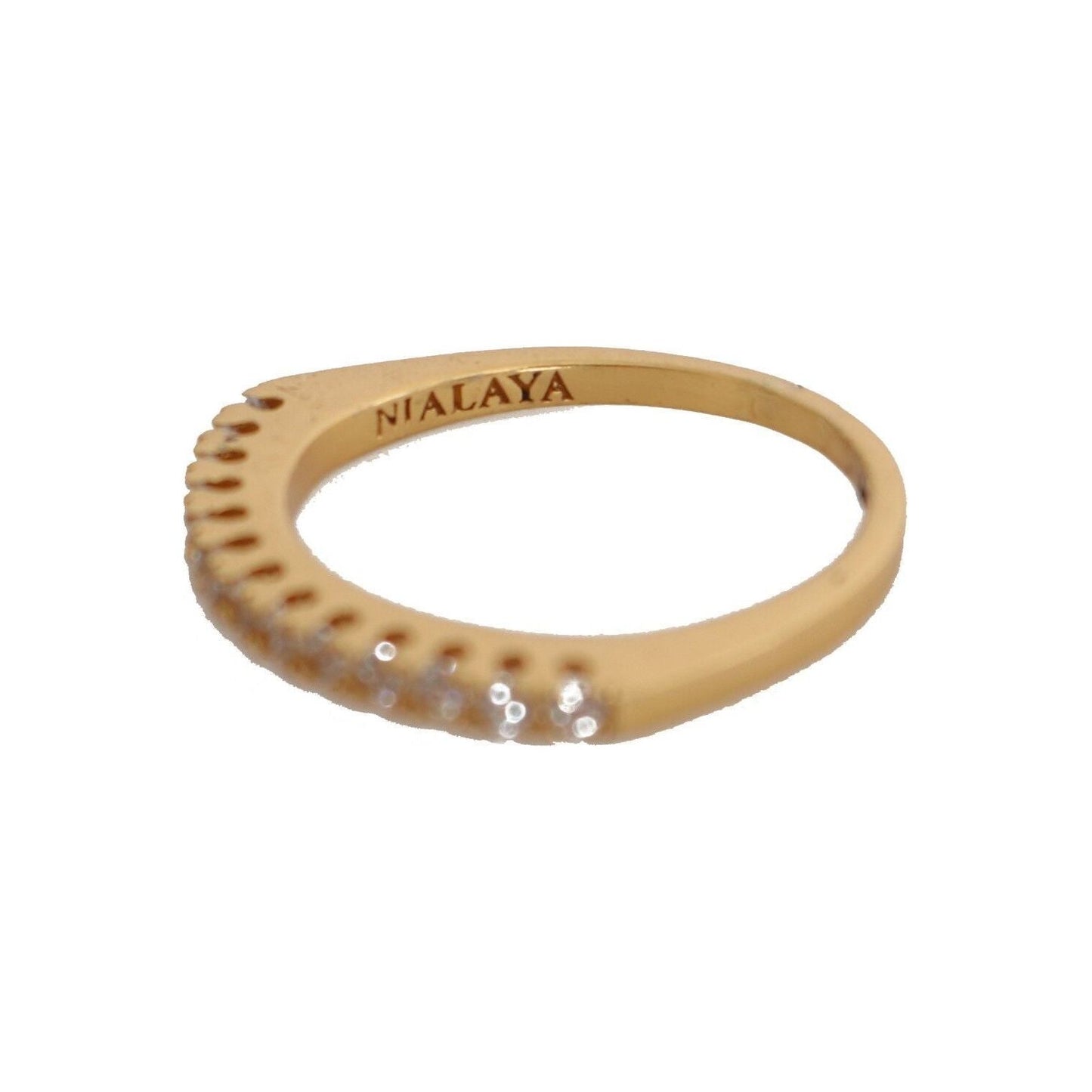 Nialaya Gold Authentic Womens Clear CZ Gold 925 Silver Ring Nialaya