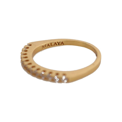 Nialaya Gold Authentic Womens Clear CZ Gold 925 Silver Ring Nialaya