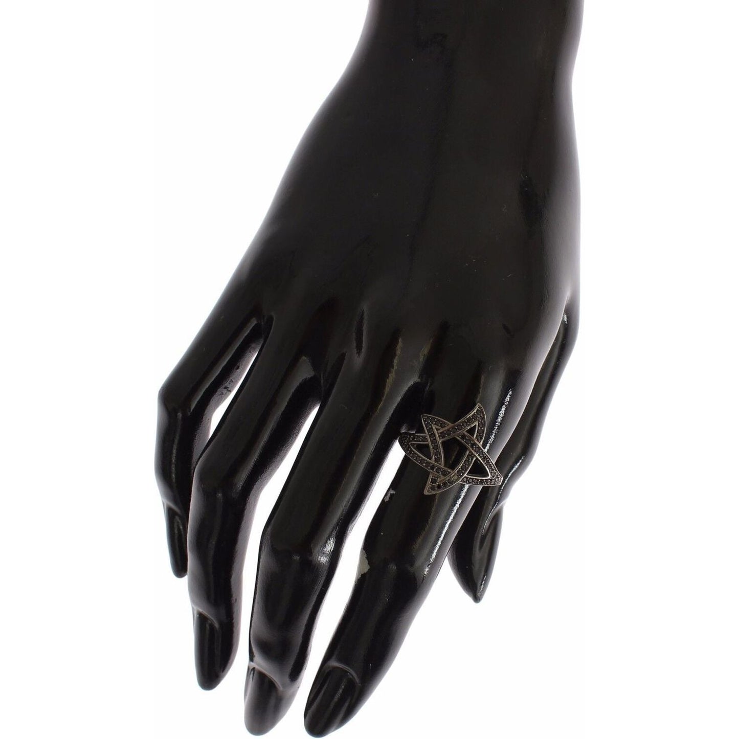 Nialaya Black CZ Rhodium 925 Silver Womens Ring Nialaya