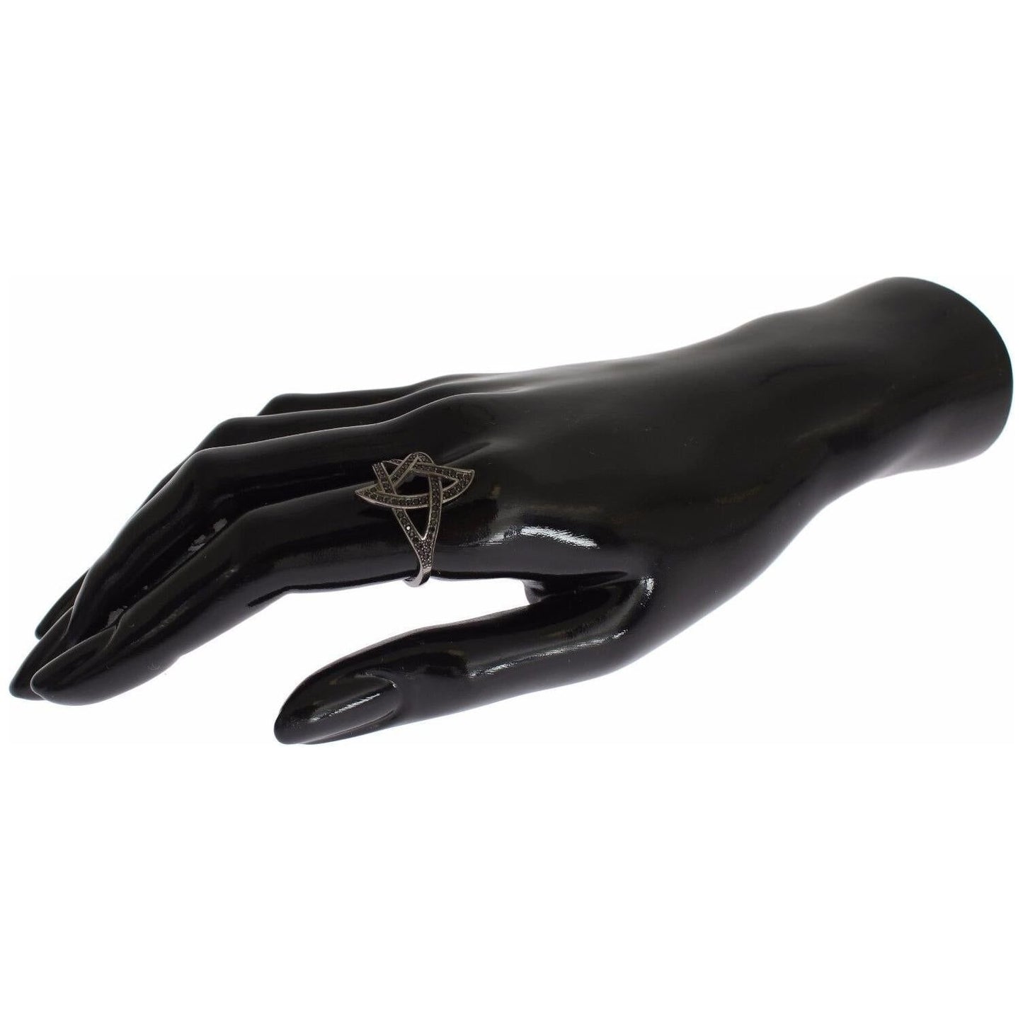 Nialaya Black CZ Rhodium 925 Silver Womens Ring Nialaya