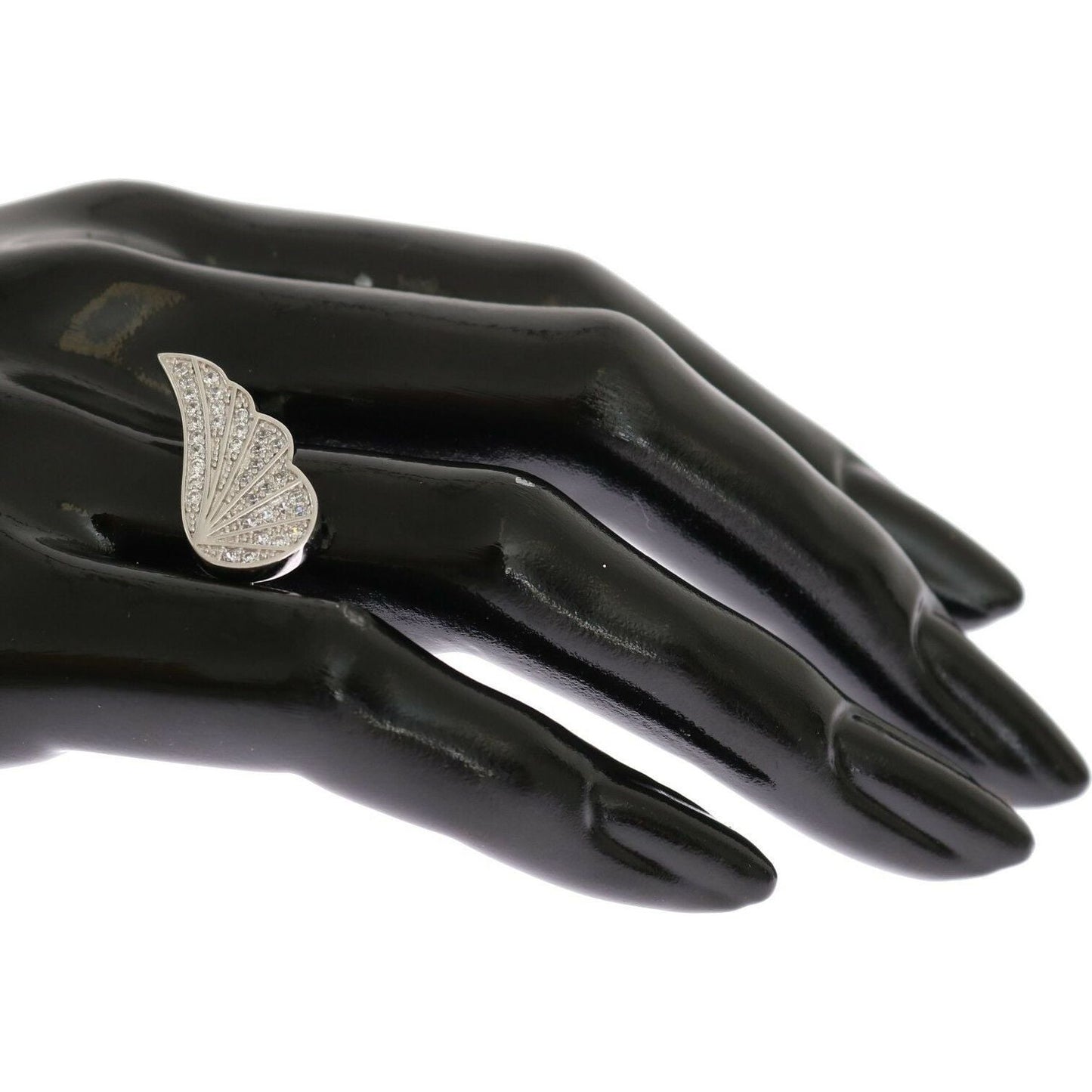 Nialaya Silver Womens Wing Clear CZ 925 Silver Ring Nialaya