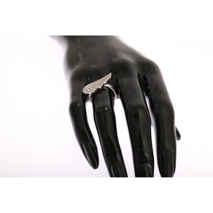 Nialaya Silver Womens Wing Clear CZ 925 Silver Ring Nialaya