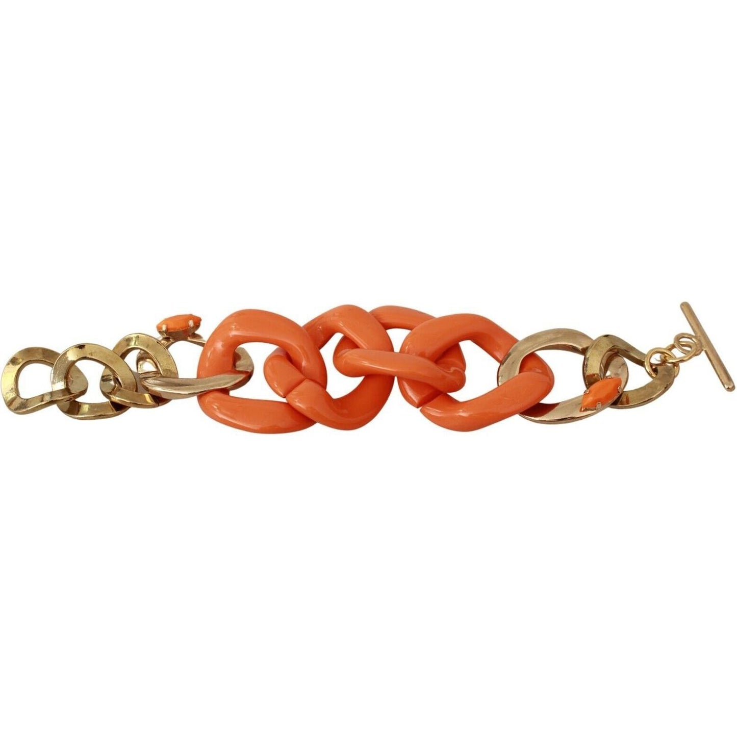 Ermanno Scervino Gold Orange Chain Wide Brass Plastic Bracelet Ermanno Scervino
