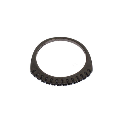 Nialaya Black CZ Rhodium 925 Silver Womens Ring Nialaya